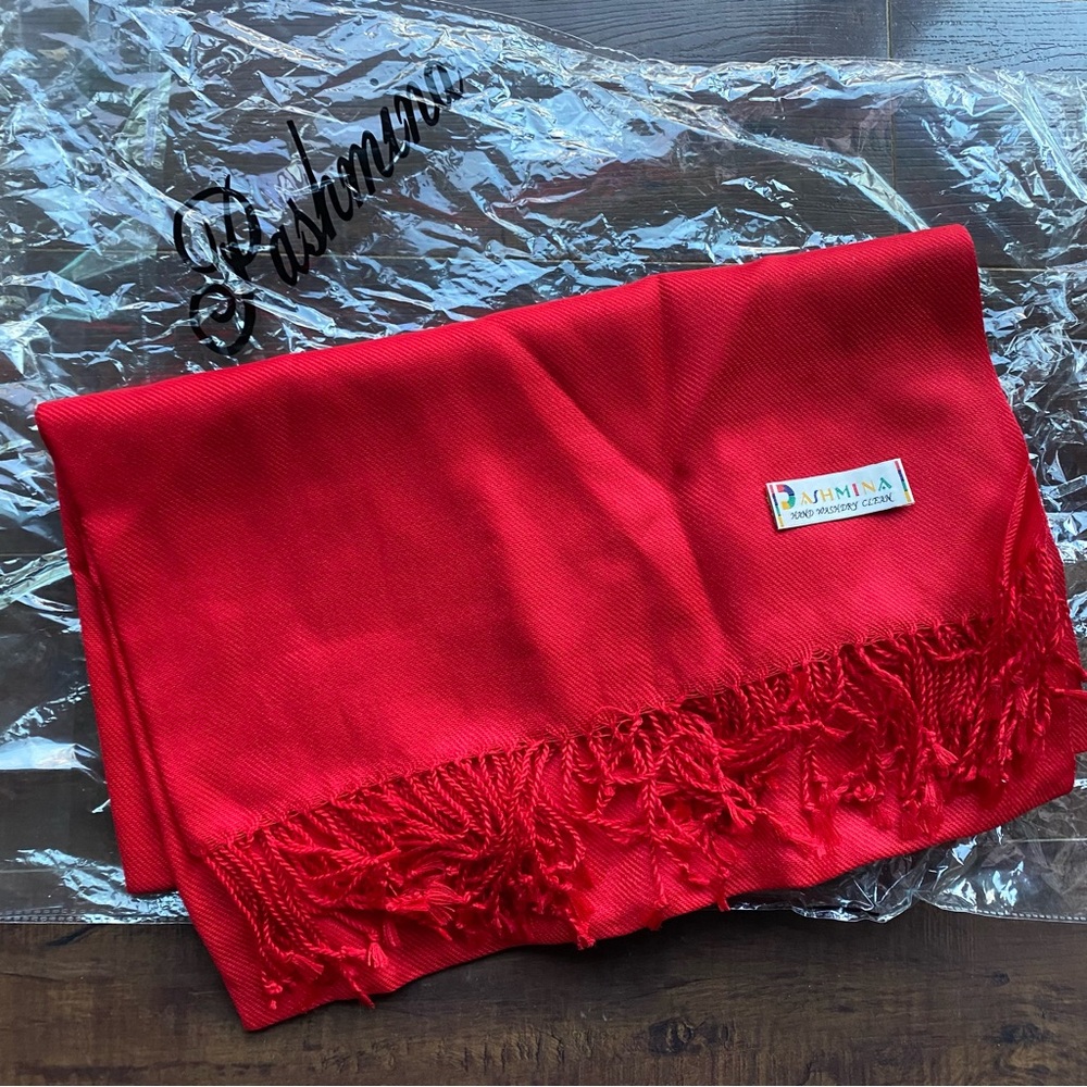 Red Pashmina Shawl Wrap Scarf - NEW